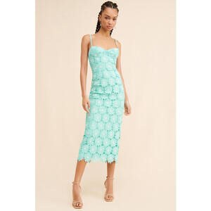 Anthropologie x Saylor - Blue Floral Lace Midi Dress w/ Spaghetti Straps, Size L